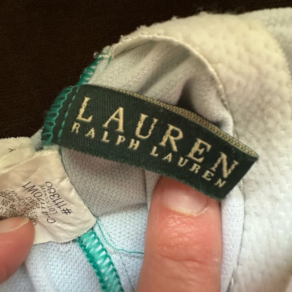 Ralph Lauren Emerald Blue One piece, bathingsuit low V-cut neckline Ruffles SZ 6 - Image 9