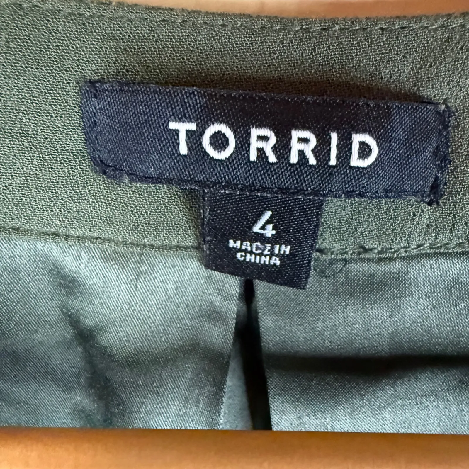 Torrid Army‎ Green Utility Drawstring Waist Waterfall Front Cardigan Jacket 4X - Image 2