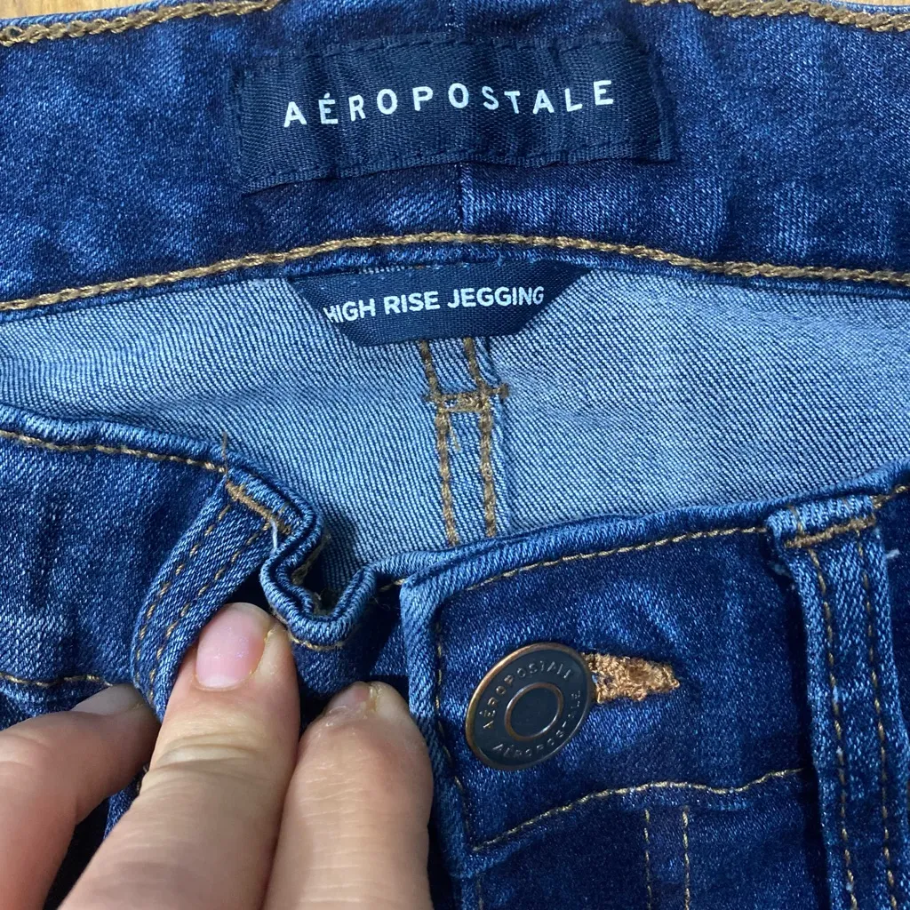 Size 4 Short Aeropostale Blue Seriously Stretchy High-Rise Jegging - Image 8
