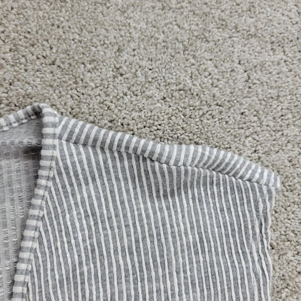 Caution to the Wind Faux Wrap Dress Womens M Gray Stripes Sleeveless Stretch - Image 7