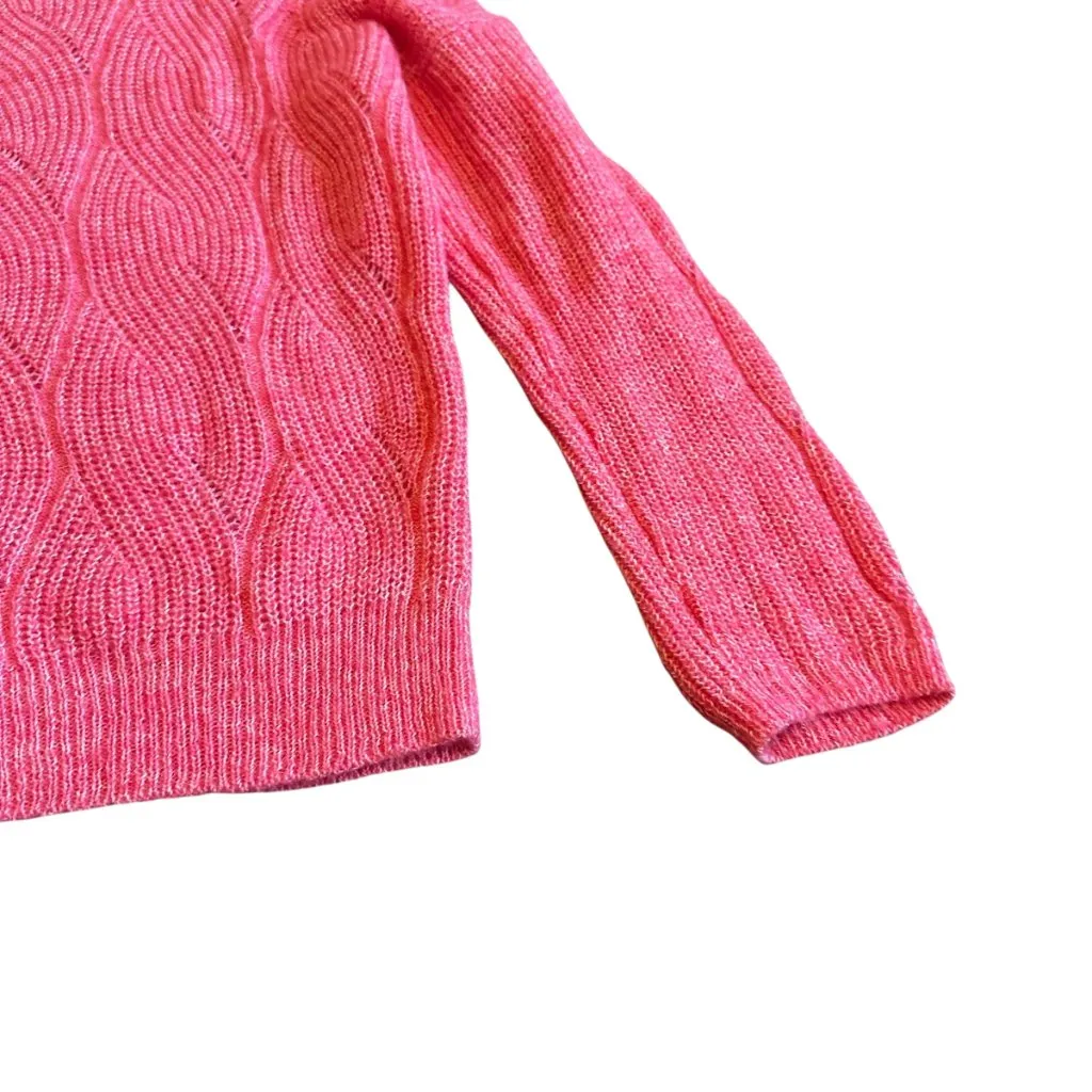 Anthropologie Keely Loose Weave Pullover Sweater Pink Stretch Wool Blend Medium - Image 9