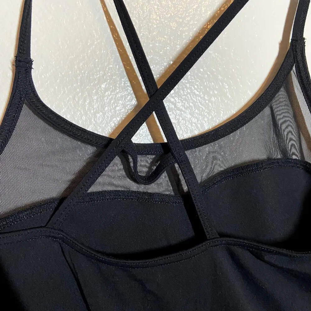 Splits59 Tank Top Mesh Bust Spaghetti Criss Cross Back Straps Black M - Image 2