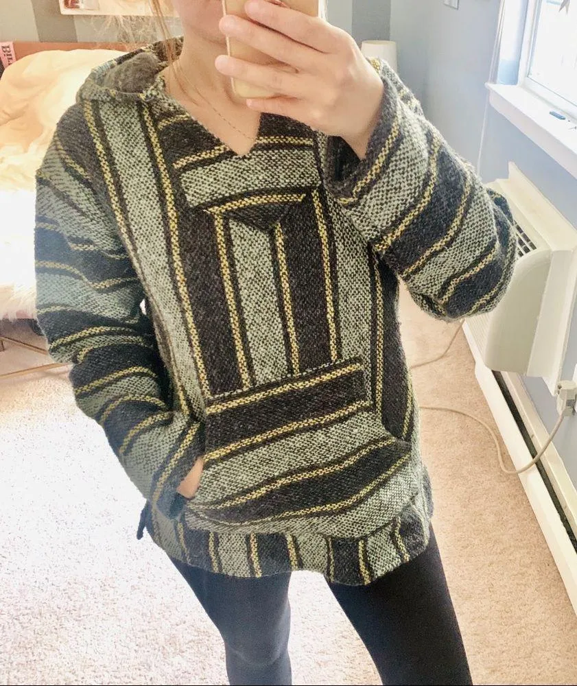 LVintage gray stripe drug rug pullover hoodie - Image 2