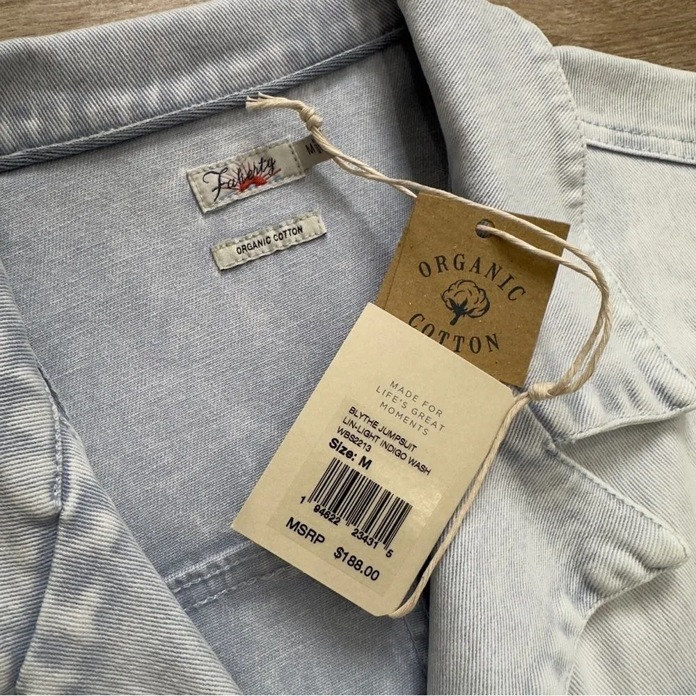 NWT Faherty Size Medium Blythe Jumpsuit Light Indigo Wash Style WBS2213 - Image 10