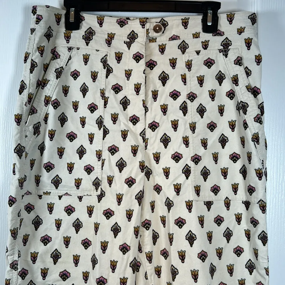 SOLD OUT - Anthropologie Fleurette Corduroy Cream Pants Size 12 EUC #VEG-0109 - Image 6