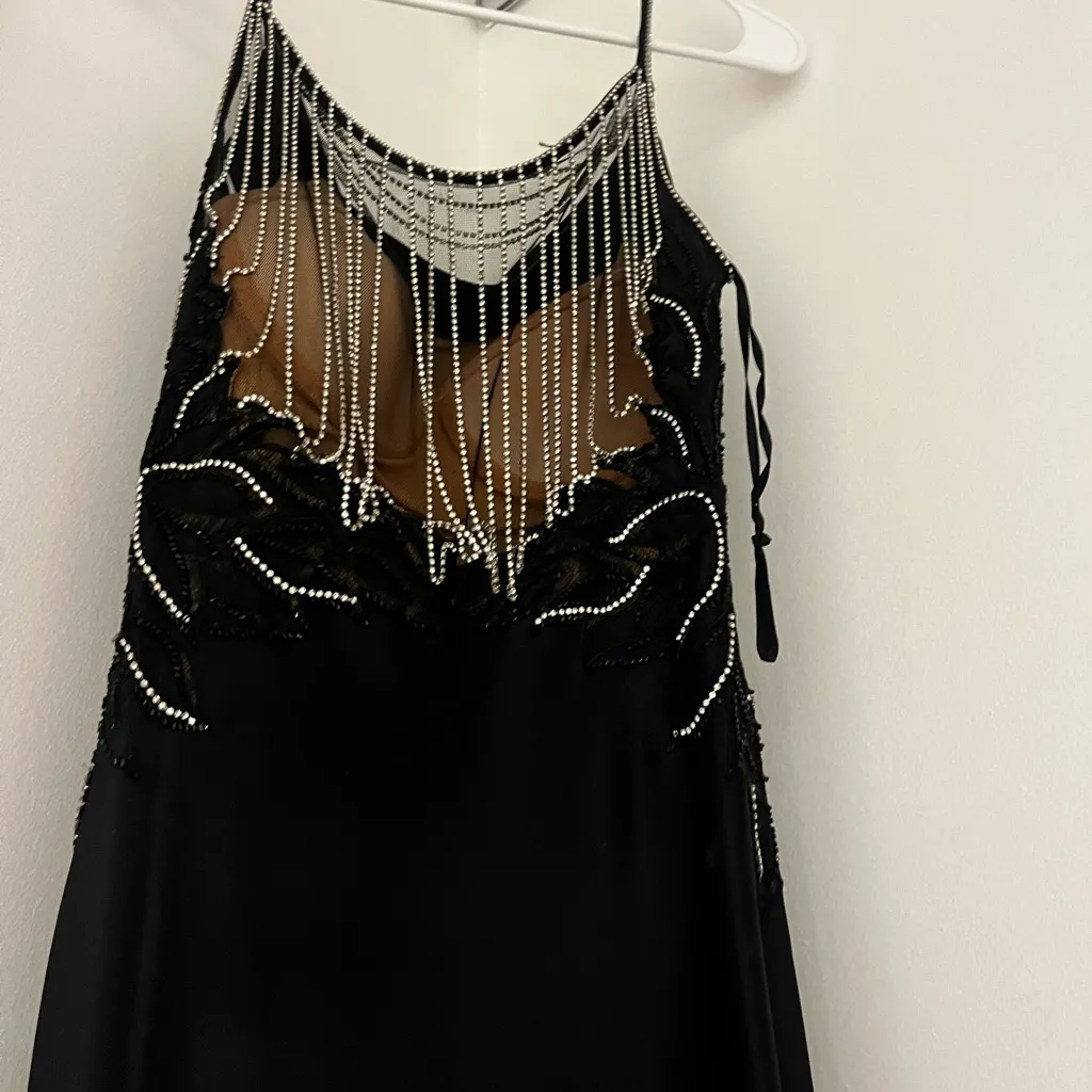 Black Evening Gown with Silver Beaded Straps - Image 9