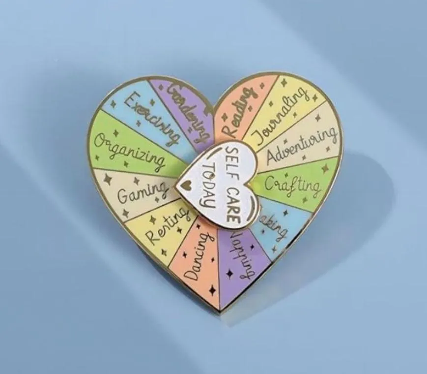 Self Care Enamel Heart Pin Gold - Image 3