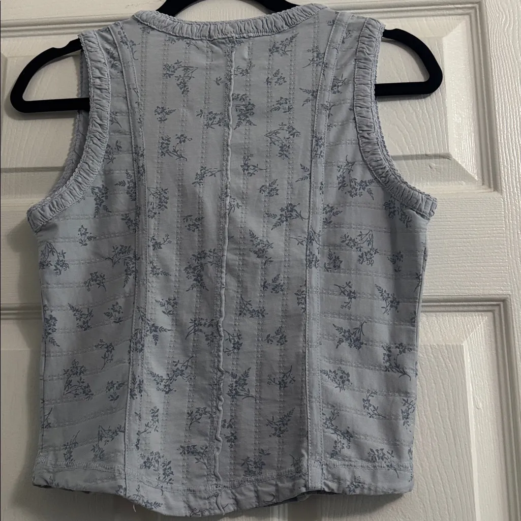 NWT Anthropologie Pilcro V-Neck Pointelle Tank Top size small blue - Image 8