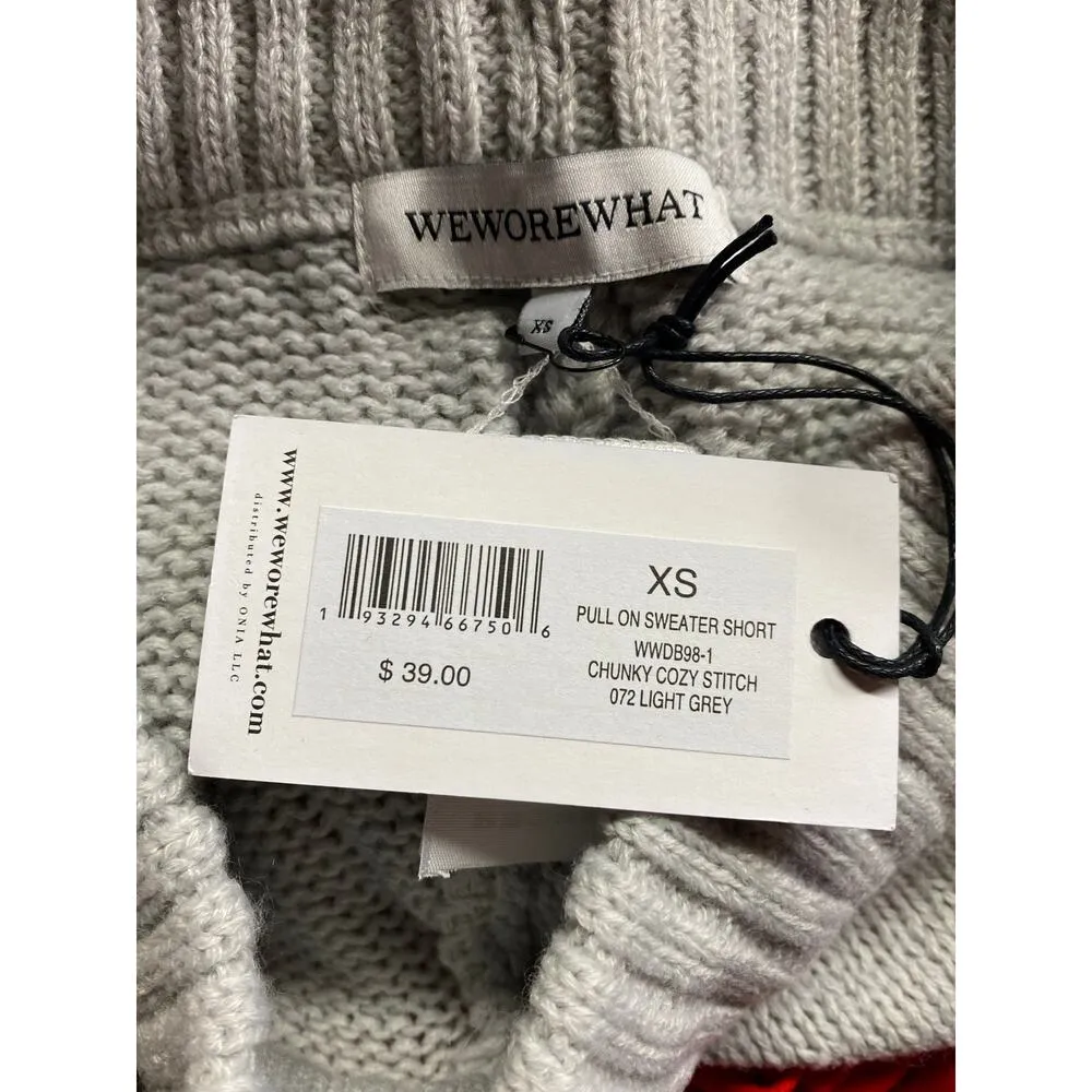 We Wore What Womens XS Pull On Sweater Shorts Light Gray Cozy Chunky Knit New - Image 4