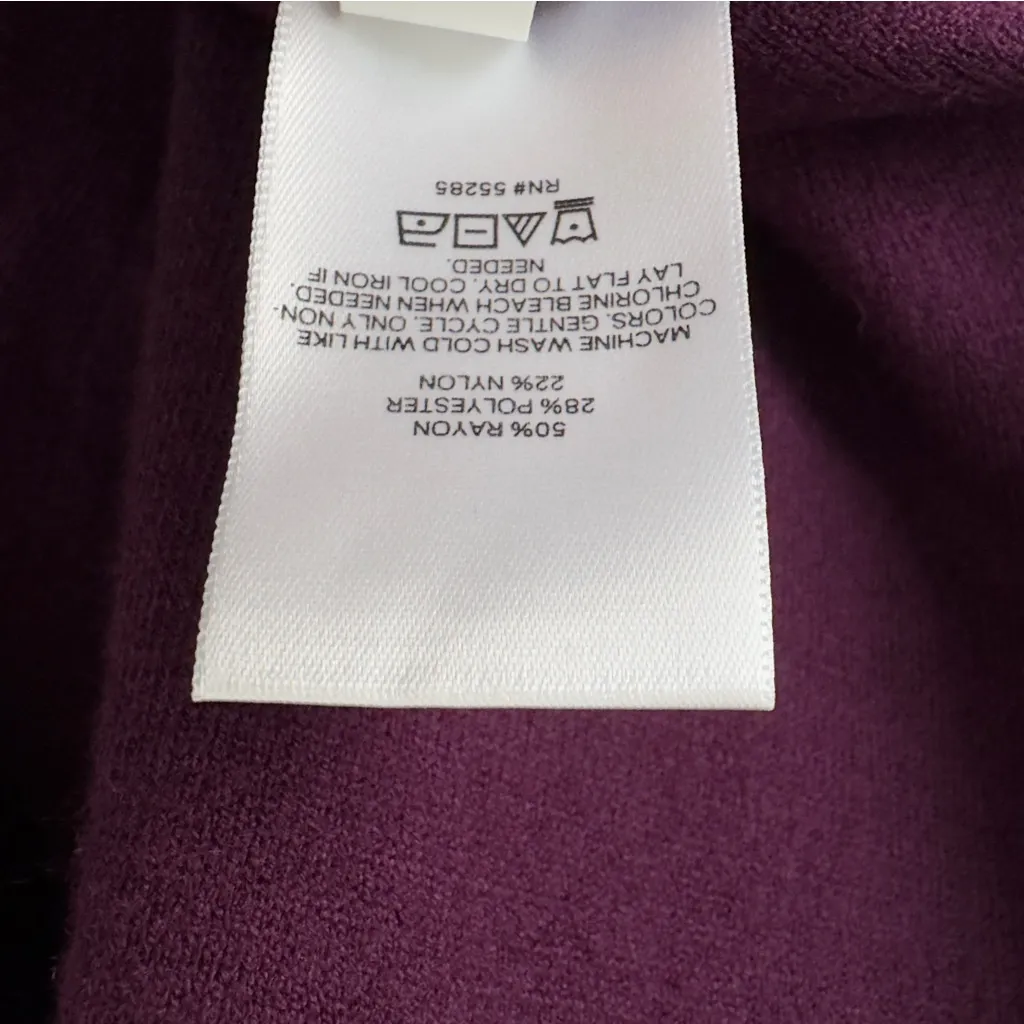 Express Deep Purple Turtleneck Sweater Long Sleeve Tight Knit Soft Solid Autumn - Image 7