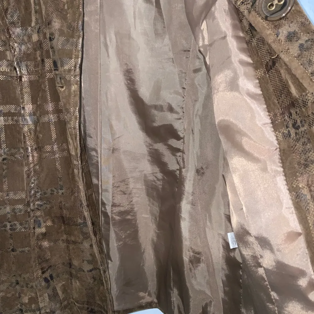 Bamboo Traders Brown Babydoll Animal Print Window Pane Button Front Jacket PM Size undefined - Image 9