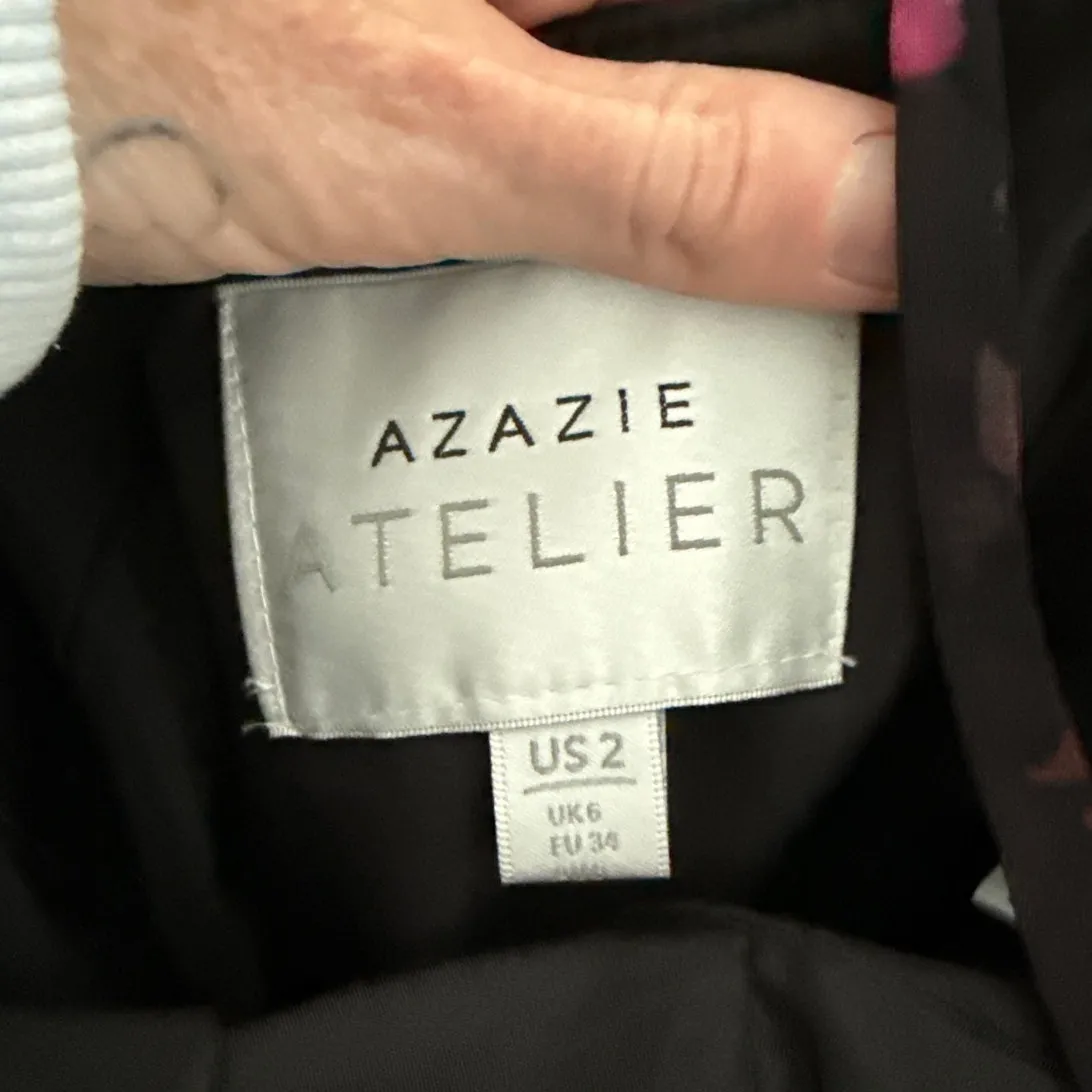Azazie Maxi Dress Sleeveless Floral Angee Sizer US 2 Black Pink - Image 4