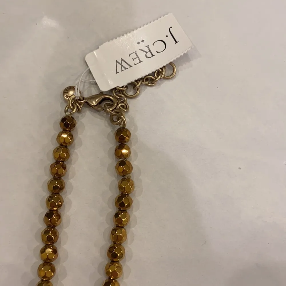 NWT JCrew Factory Long Gold Bead Necklace Black - Image 3