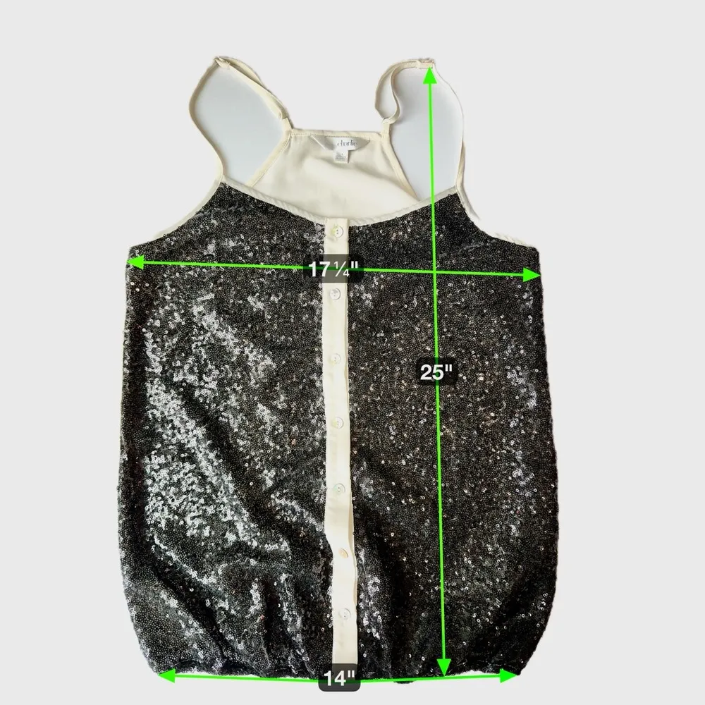 Black Sequin Button Front Tank Top by Charlotte Russe Size M - Image 4