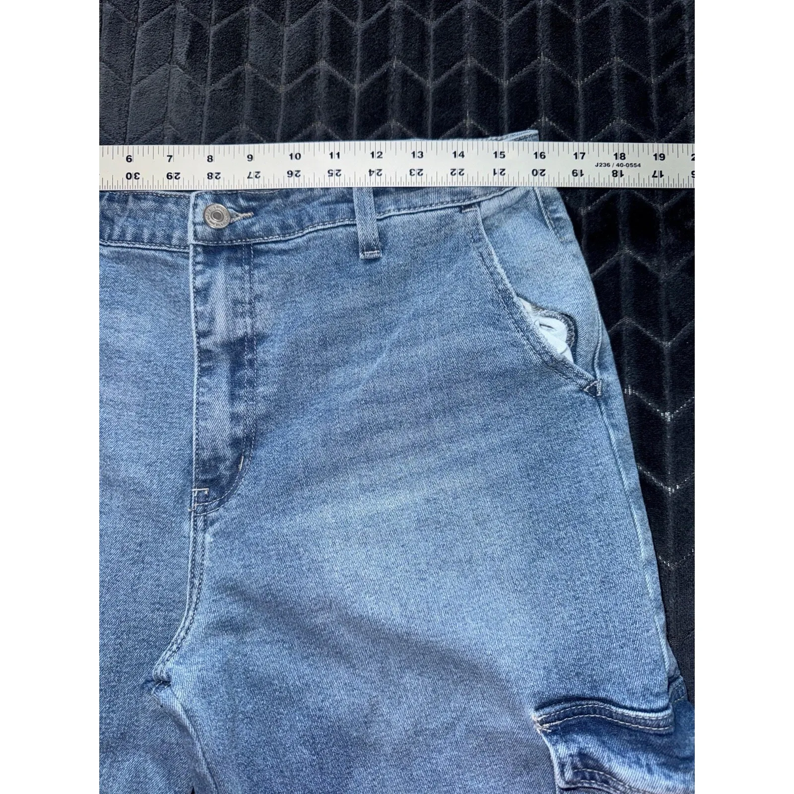 KanCan Jeans Womens Blue Flared Aspen Cargo Holly High Rise Stretch Denim Sz 32 - Image 6