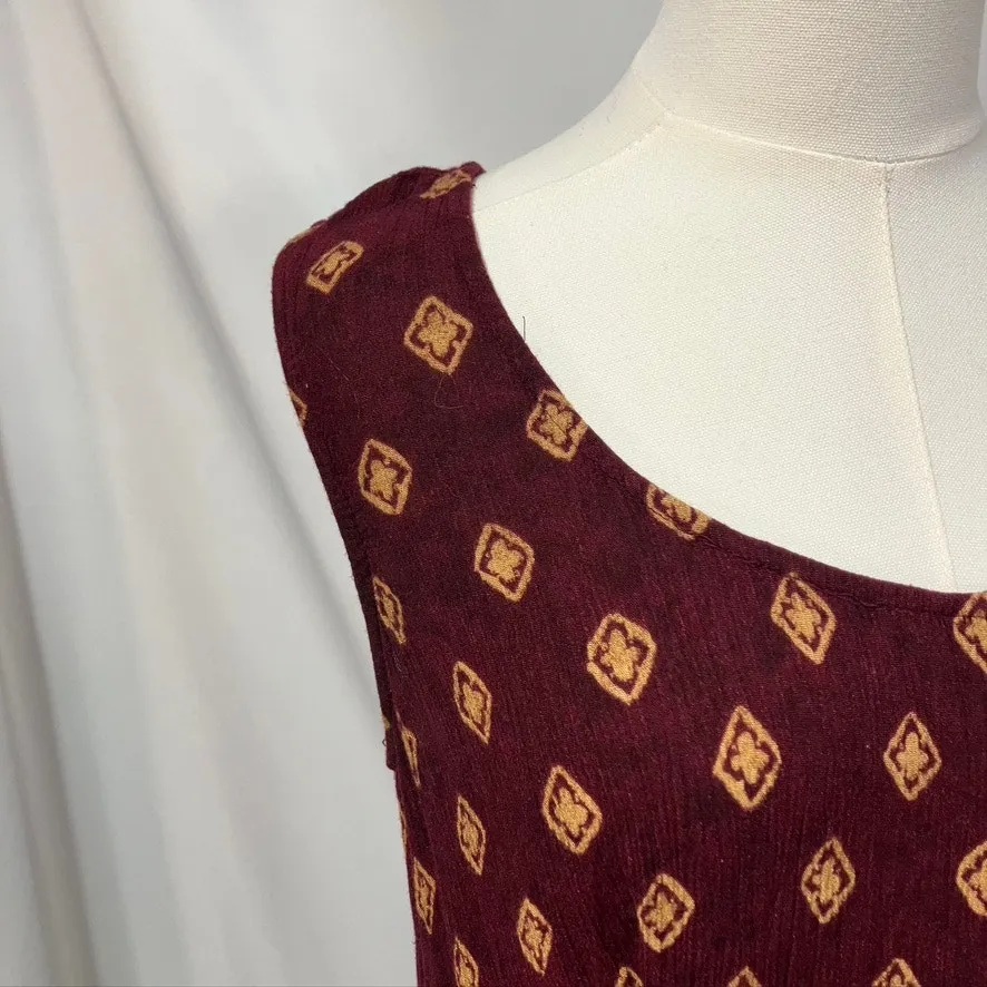 Vintage Rabbit Rabbit‎ Rabbit Rayon Slip Dress Womens M USA Made Maroon Gold Purple Size M - Image 3