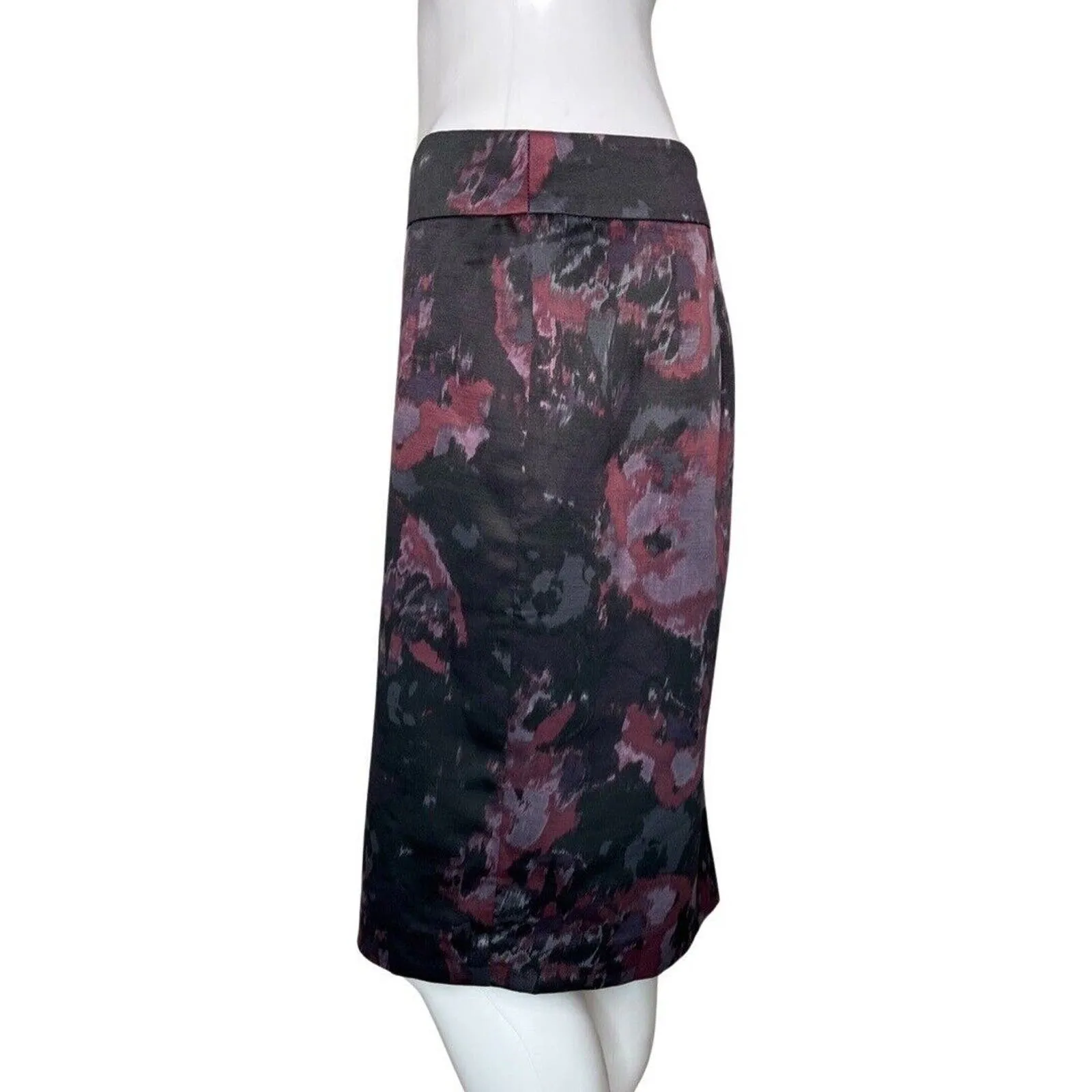 Ann Taylor Skirt Womens 6 Black Pink Floral Flower Pencil Straight Casual Office - Image 3
