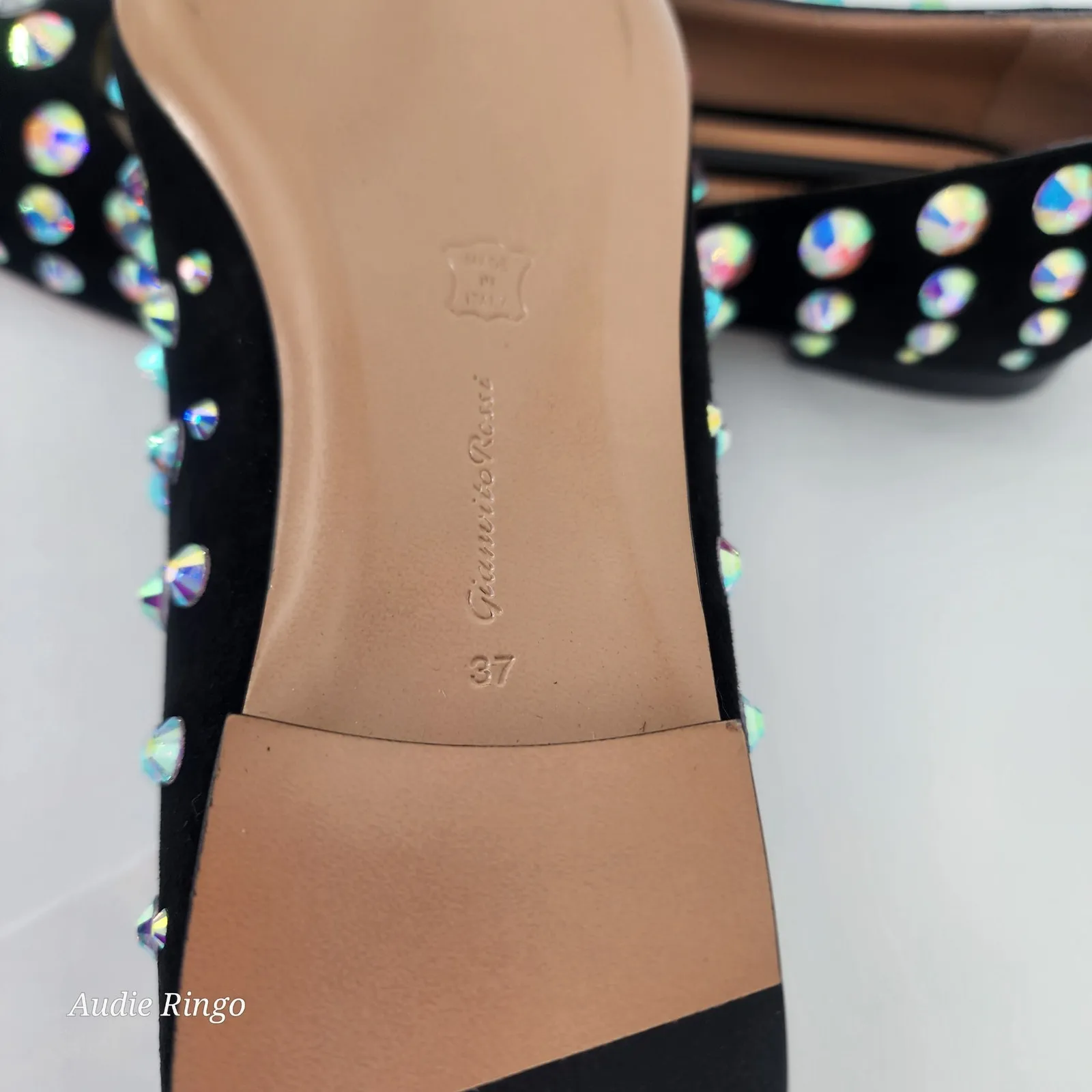 Gianvito Rossi Spectra Pump 05 Black Crystal-Studded Flats Women’s Size 37 - Image 10