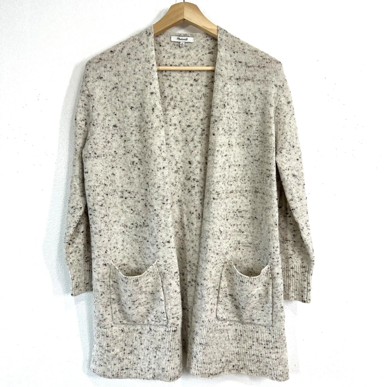 Madewell Donegal Kent Cardigan Sweater Large Wool Blend Long‎ Coziest Yarn Cream - Image 3