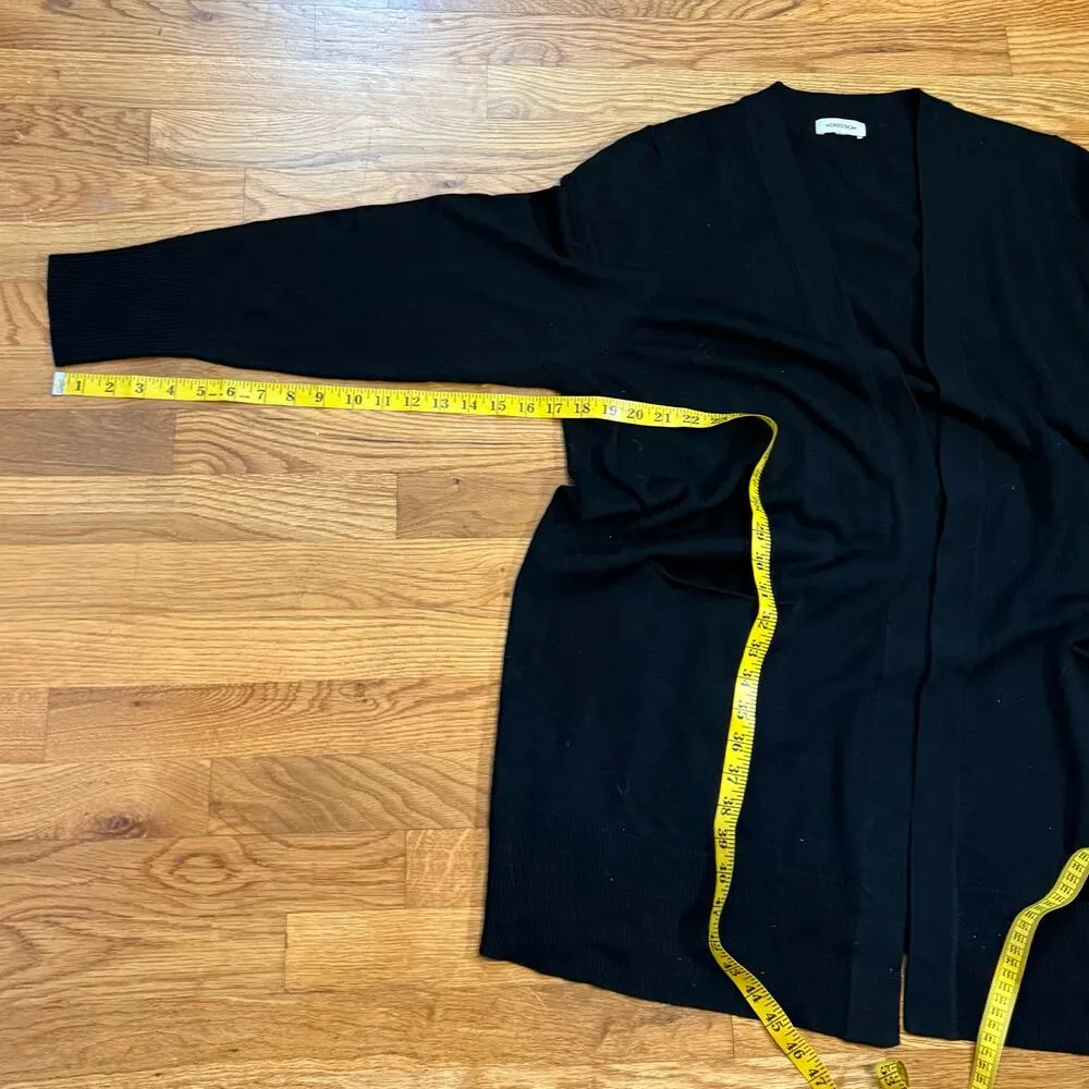 Nordstrom Women’s Black Merino Wool Blend Long Sleeve Open Front Long Cardigan - Image 5