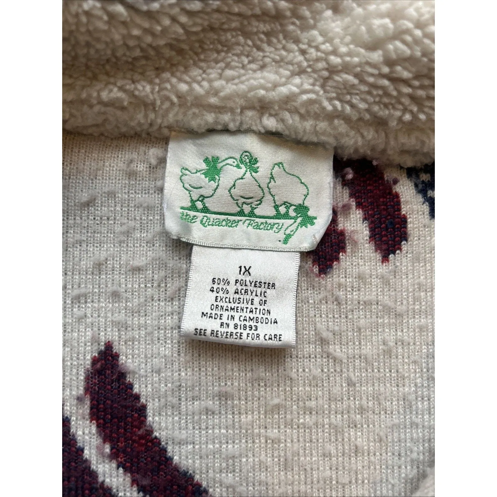 Quacker Factory 1X American Flag 4th of July USA Cardigan Sweater Fleece - Image 3