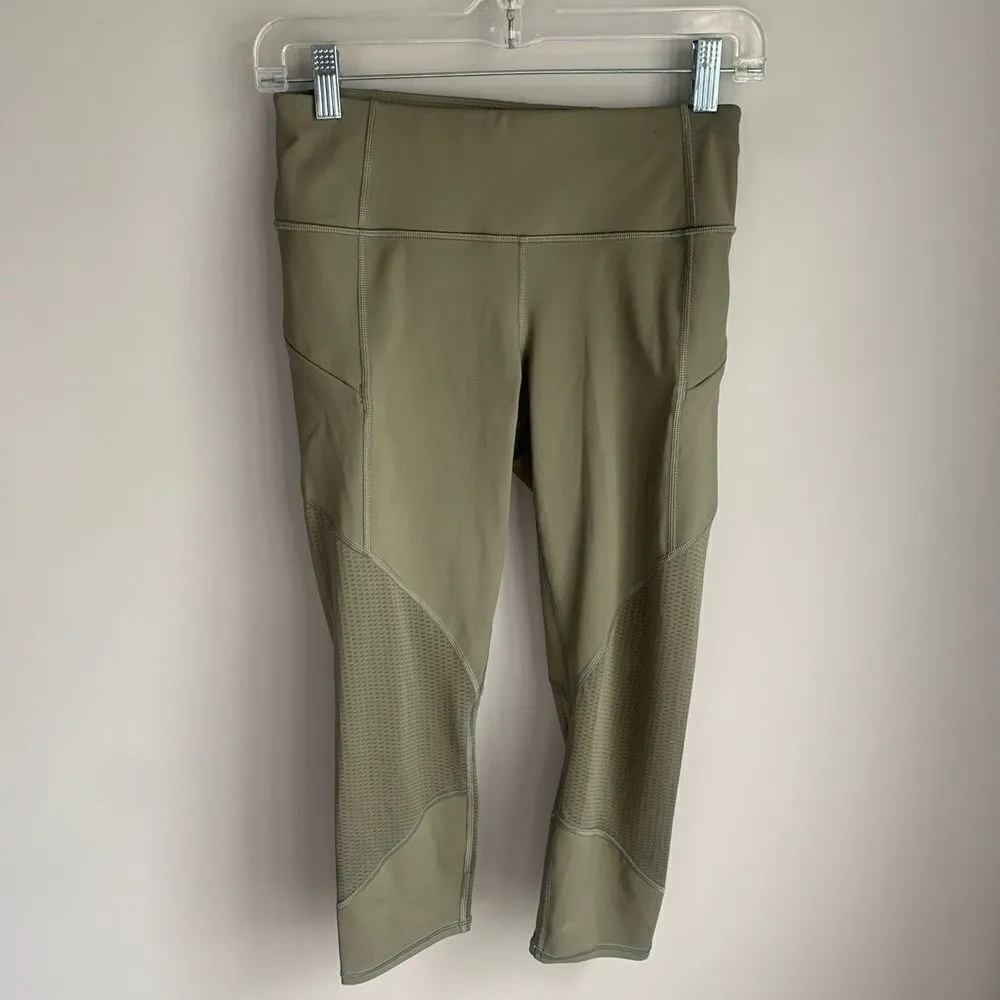Athleta Laurel Olive Mesh Contender Capri Pants Powerlift - Image 4