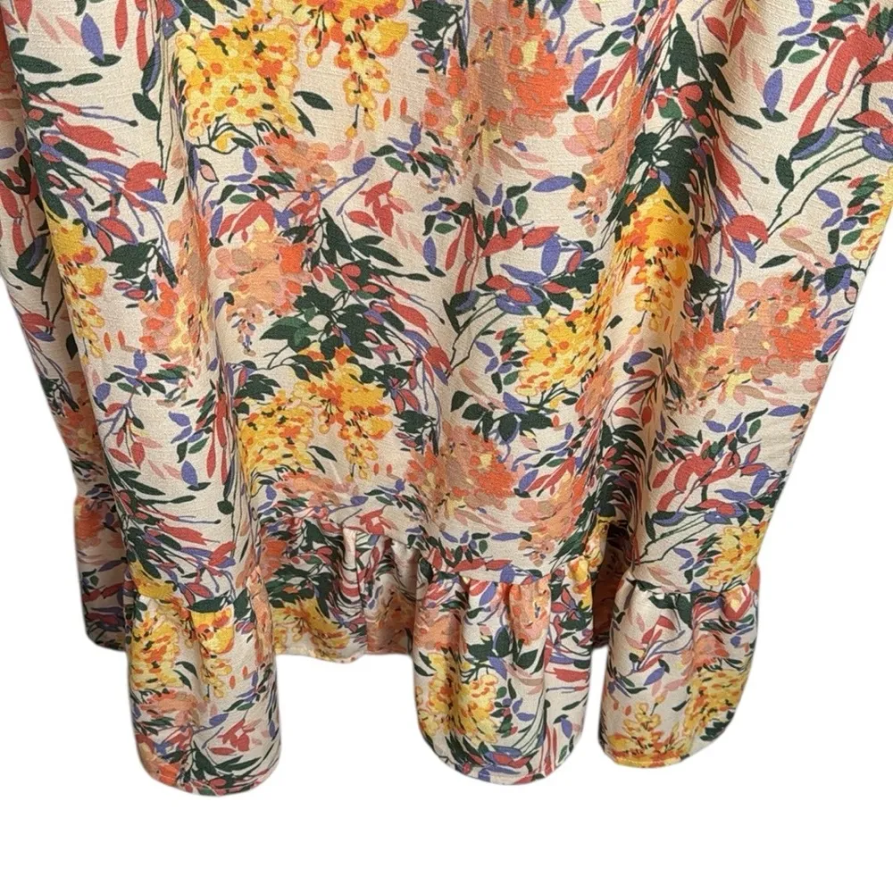 Ophelia Roe Yellow Orange Floral Spaghetti Strap Maxi Sundress Size L - Image 5