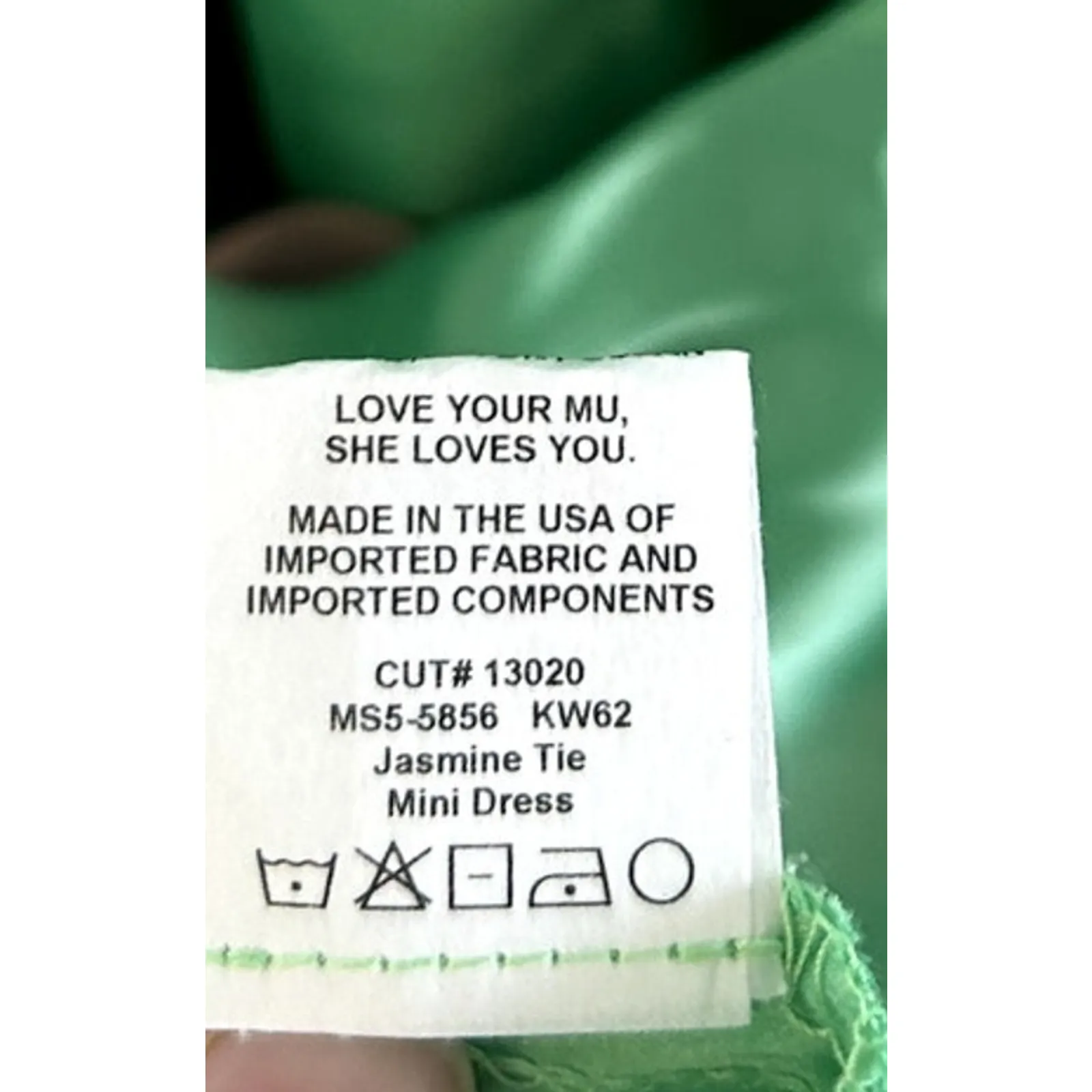 Show Me Your Mumu Jasmine Tie Mini Dress in Kiwi Luxe Satin XXL NWT - Image 6