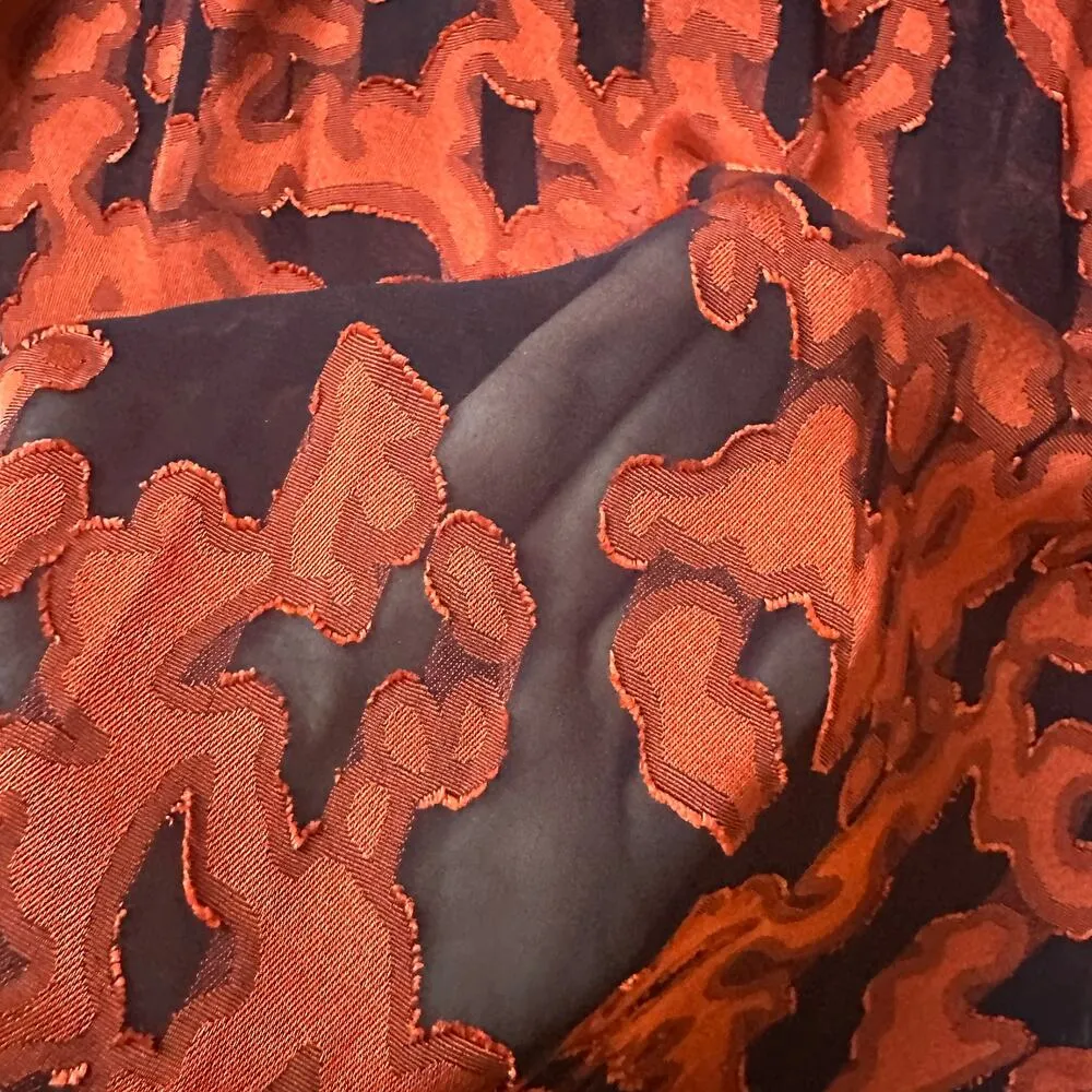 Aritzia Babaton Grandos Printed Burnout Blouse Navy Orange - Image 6