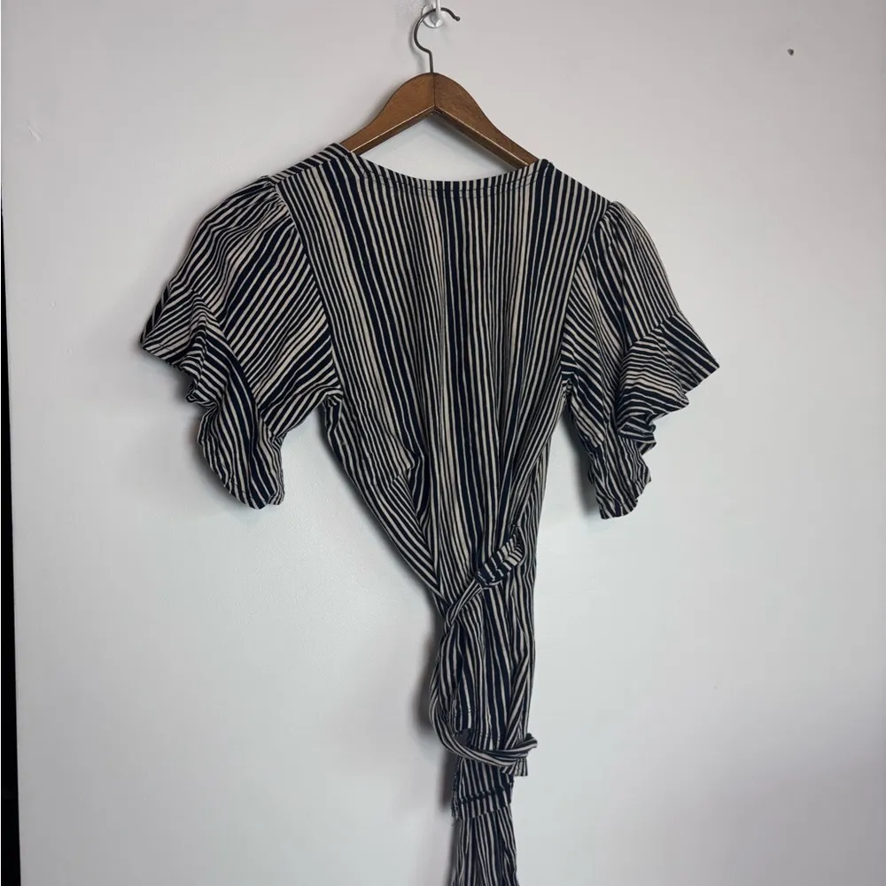 Free People Black & White Wrapped Around my Finger Wrap Short Sleeve Top - Image 8