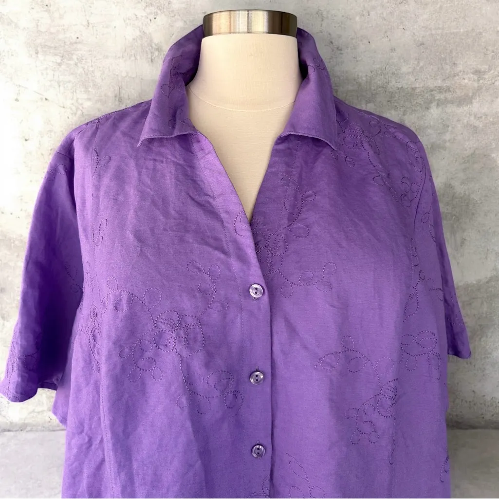 NWT!Maggie Barnes Leon Blend Button Down Needle Point Blouse Size 3X - Image 5