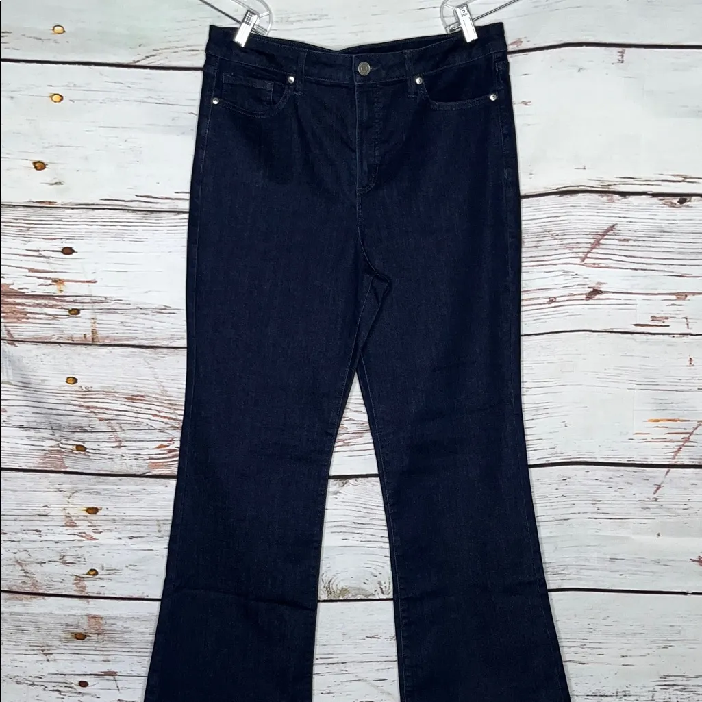 LC Lauren Conrad Size 16 Dark Blue Denim Super High Rise Flare Jeans - Image 2