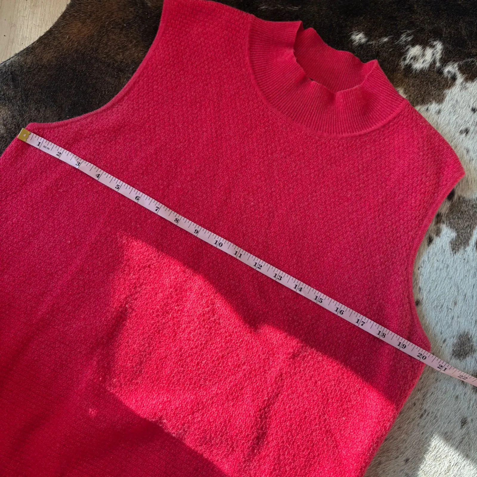 St. John 100% Cashmere Mock Neck Sweater Vest Red Size Extra Large - Image 5