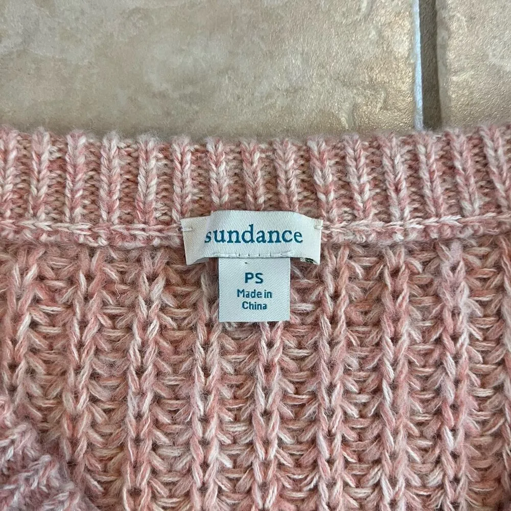 Sundance Marlyse Cable Sweater Chunky Knit V Neck Pink Petite Small Long Sleeve Size undefined - Image 5