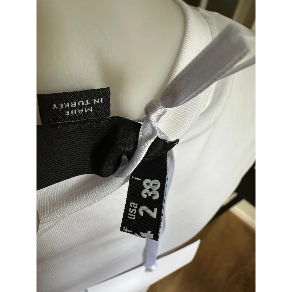 Love Moschino White Graphic Tee Et Voila Hand Print T-Shirt Size 2/38 NWT - Image 7