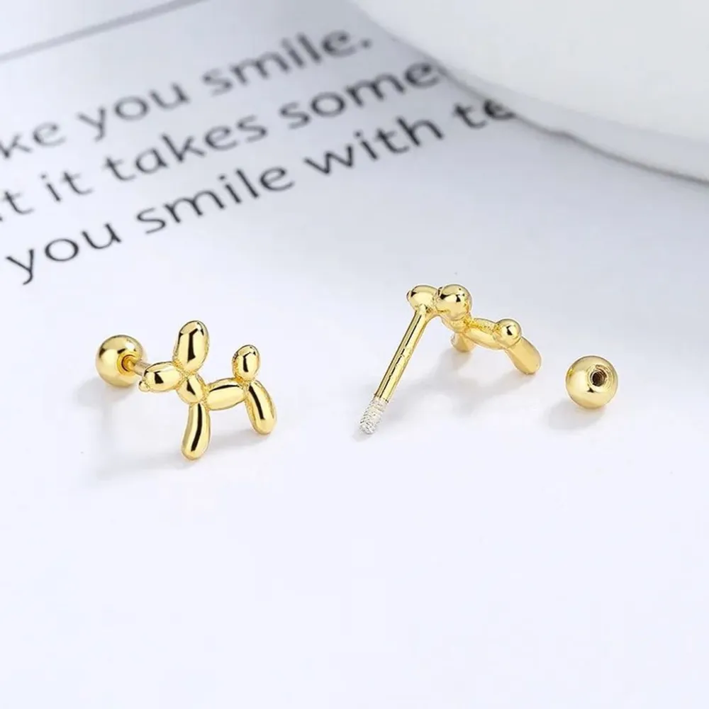NEW‎ Women's 18k Gold Plated Sterling Silver Balloon Dog Stud Earrings, 0.7cm - Image 6