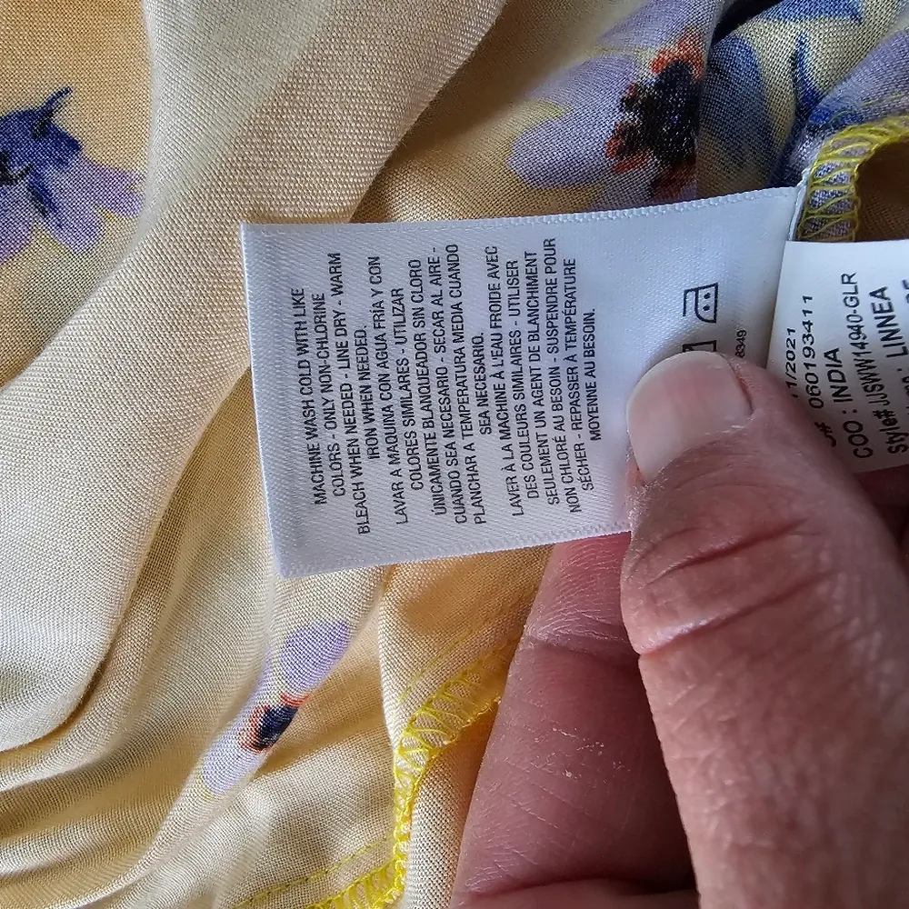 Jessica Simpson Linnea Yellow Floral Print Tiered Peplum Midi Topper Size Large - Image 8