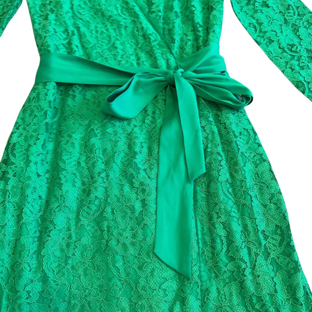 Diane Von Furstenberg DVF Julianna Lace Wrap Dress Green 3/4 Sleeve Size 10 - Image 6