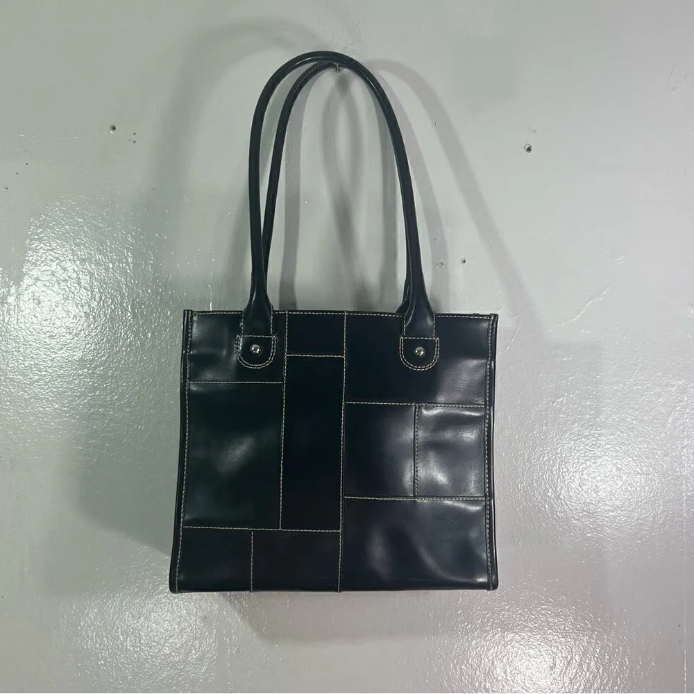 Genuine leather,‎ dual handle, cheetah/leopard print lined shoulder bag - Image 2