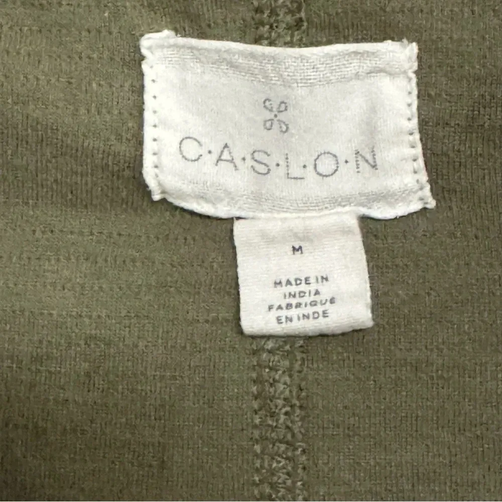 CASLON Olive Sarma Camo Knit Blazer Jacket Drape Collar Raw Seam Detail Size M - Image 5