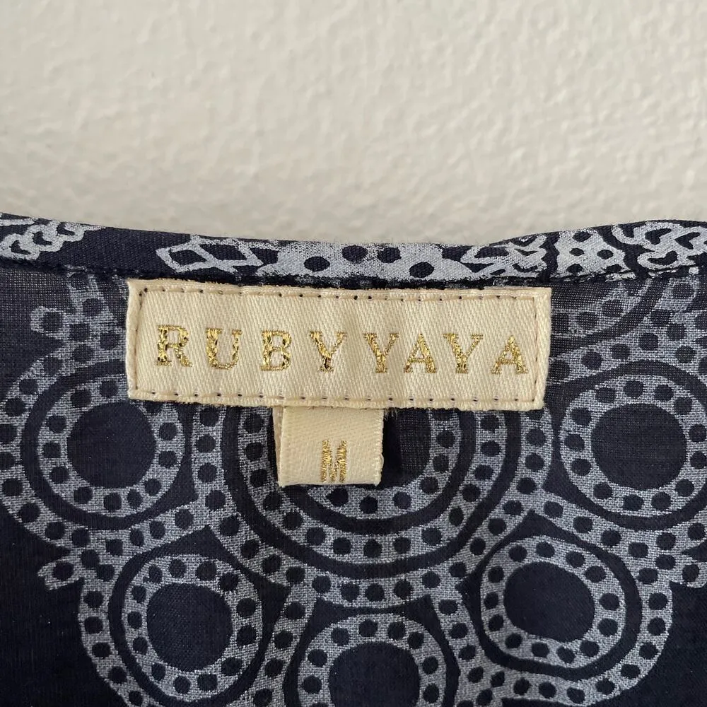 Ruby Yaya Dress Womens Medium Blue Kaftan Sequin Lined Lightweight Metallic - Image 3