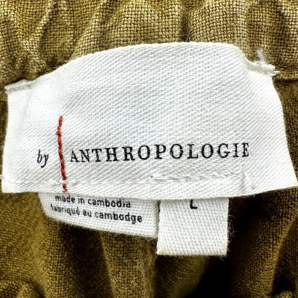 Anthropologie Rhys Utility Jogger Linen Pants High Rise Tapered Moss Green Large - Image 3