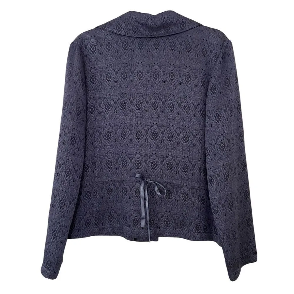 J. Jill Blue Silk Blend Geometric Cropped Blazer Size Medium Casual Formal - Image 8