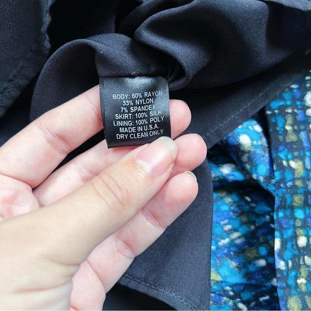 Alice & Trixie • silk tweed print mini dress black ponte pleated fit & flare - Image 8