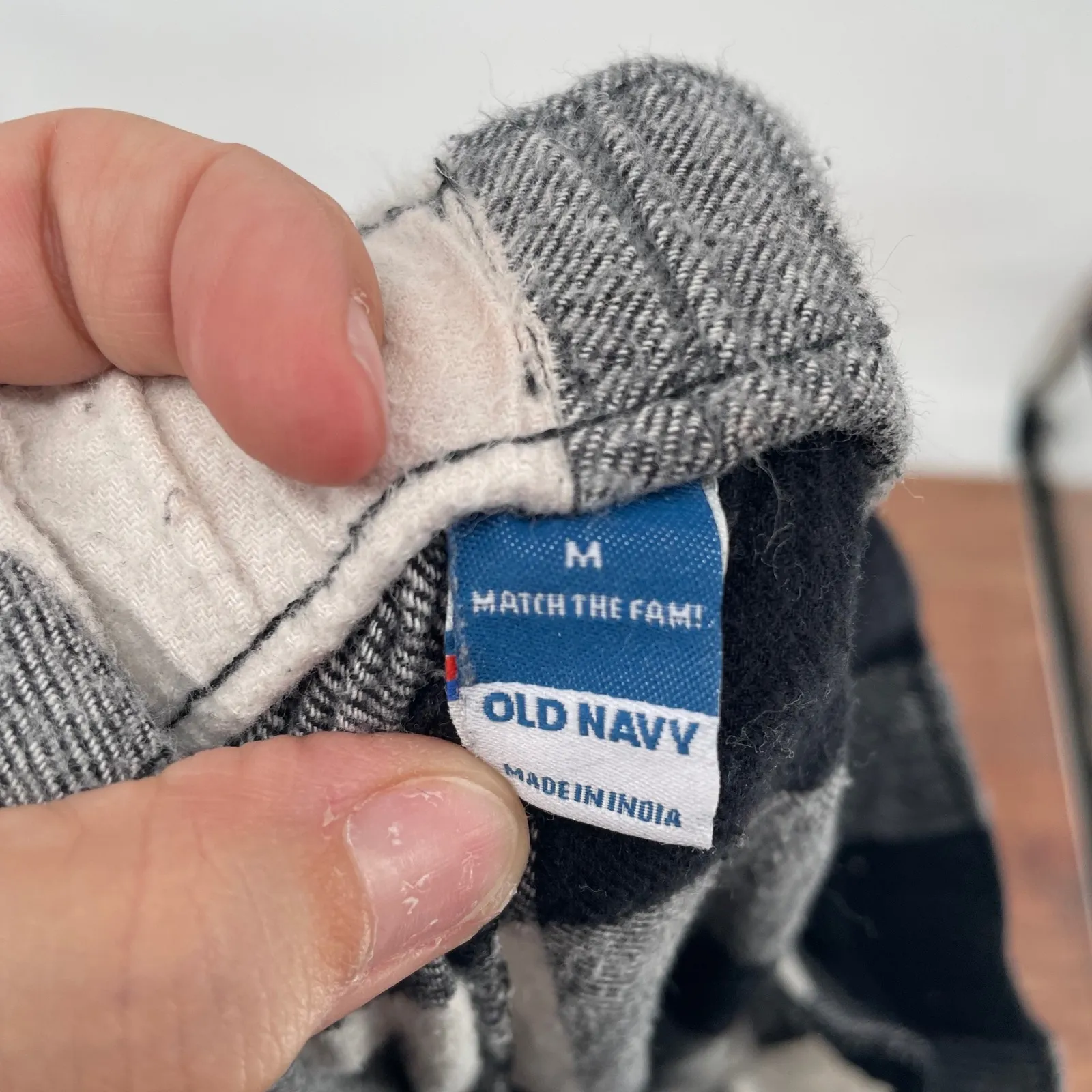 Old Navy Flannel Pajama Pants Black White Buffalo Plaid Lounge Sleepwear Size M - Image 3