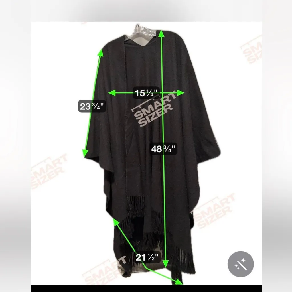 Max Mara Elegant Black Fringe poncho/cape - Image 6