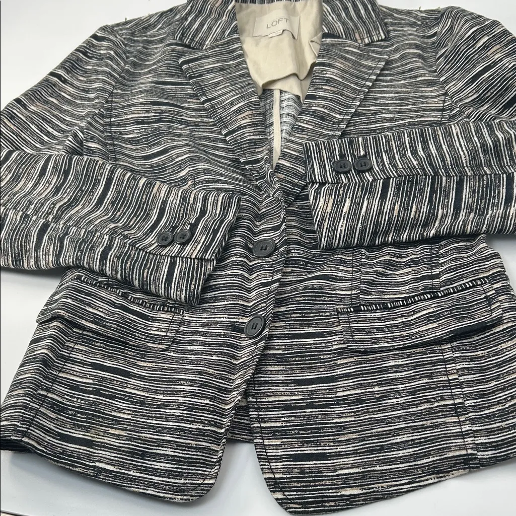 LOFT Striped Black and White Blazer - Image 13