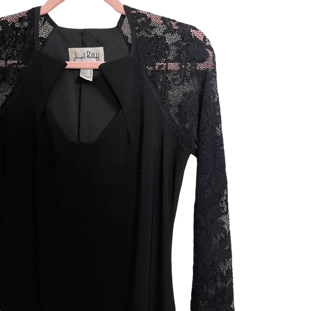 Joseph Ribkoff Black Lace Sleeve Midi Dress - Image 5