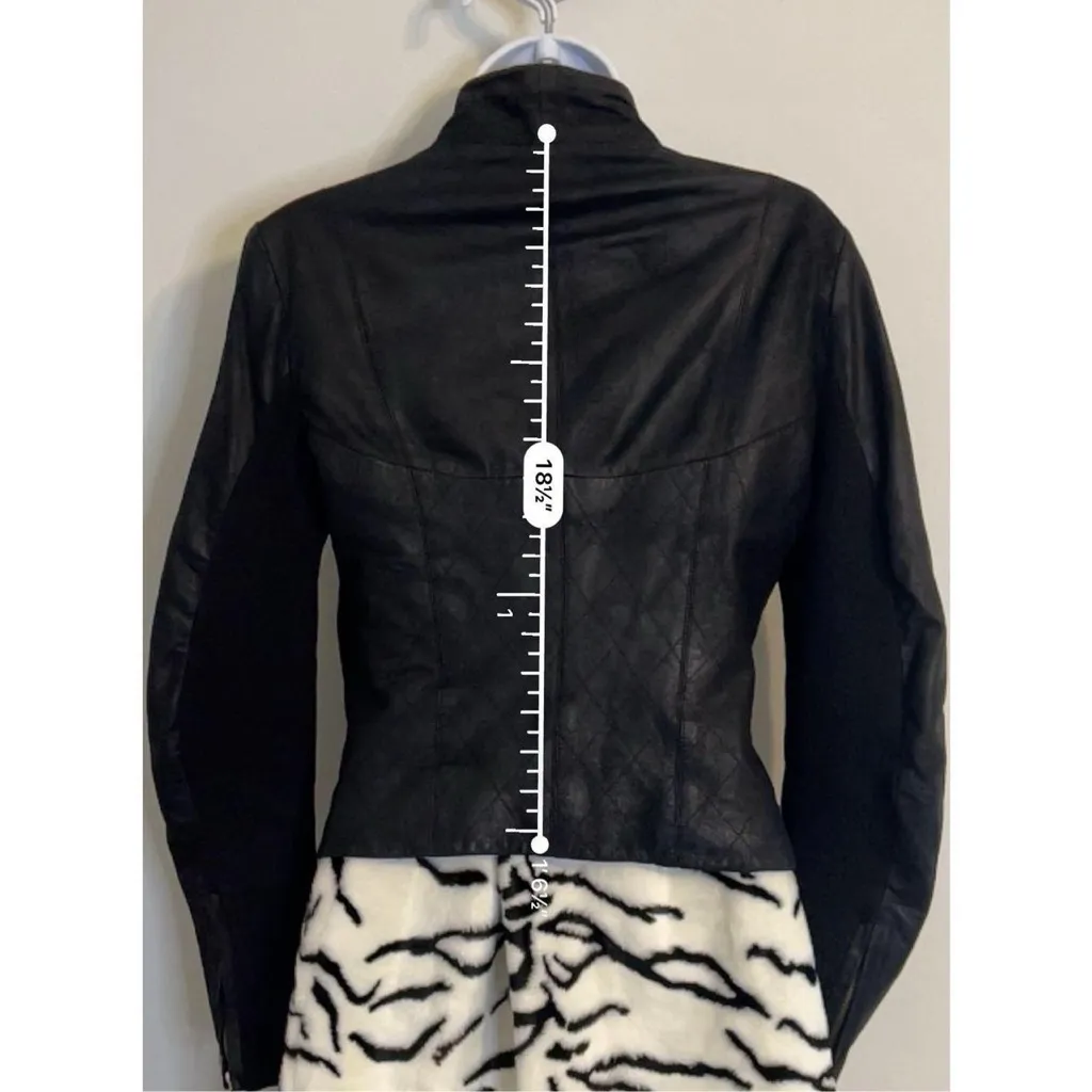 Aqua Black Leather Jacket with Gold Accents - Image 5