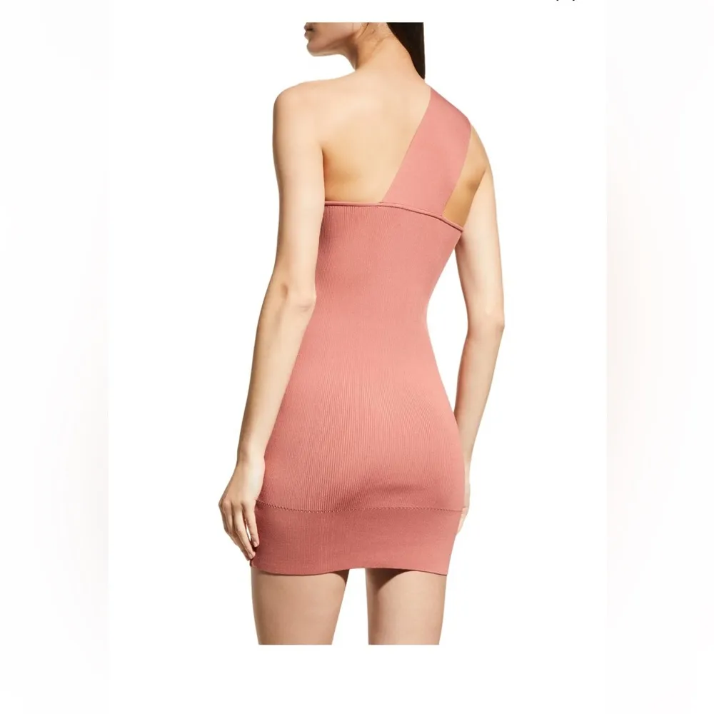 HERVÉ by Hervé Léger Asymmetric Ribbed Bandage Mini Dress - Image 7